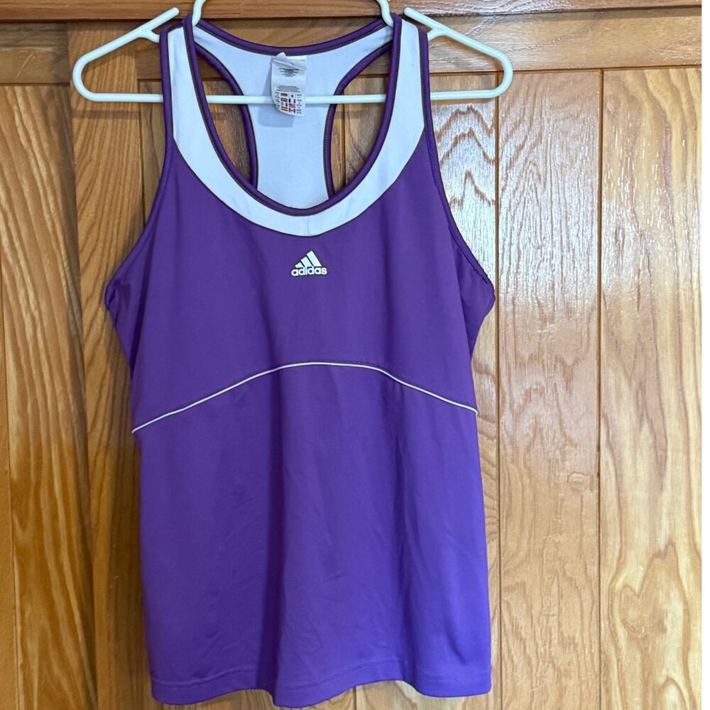 Vintage Adidas Purple Racerback Tank Top with Built-in Bra - XL